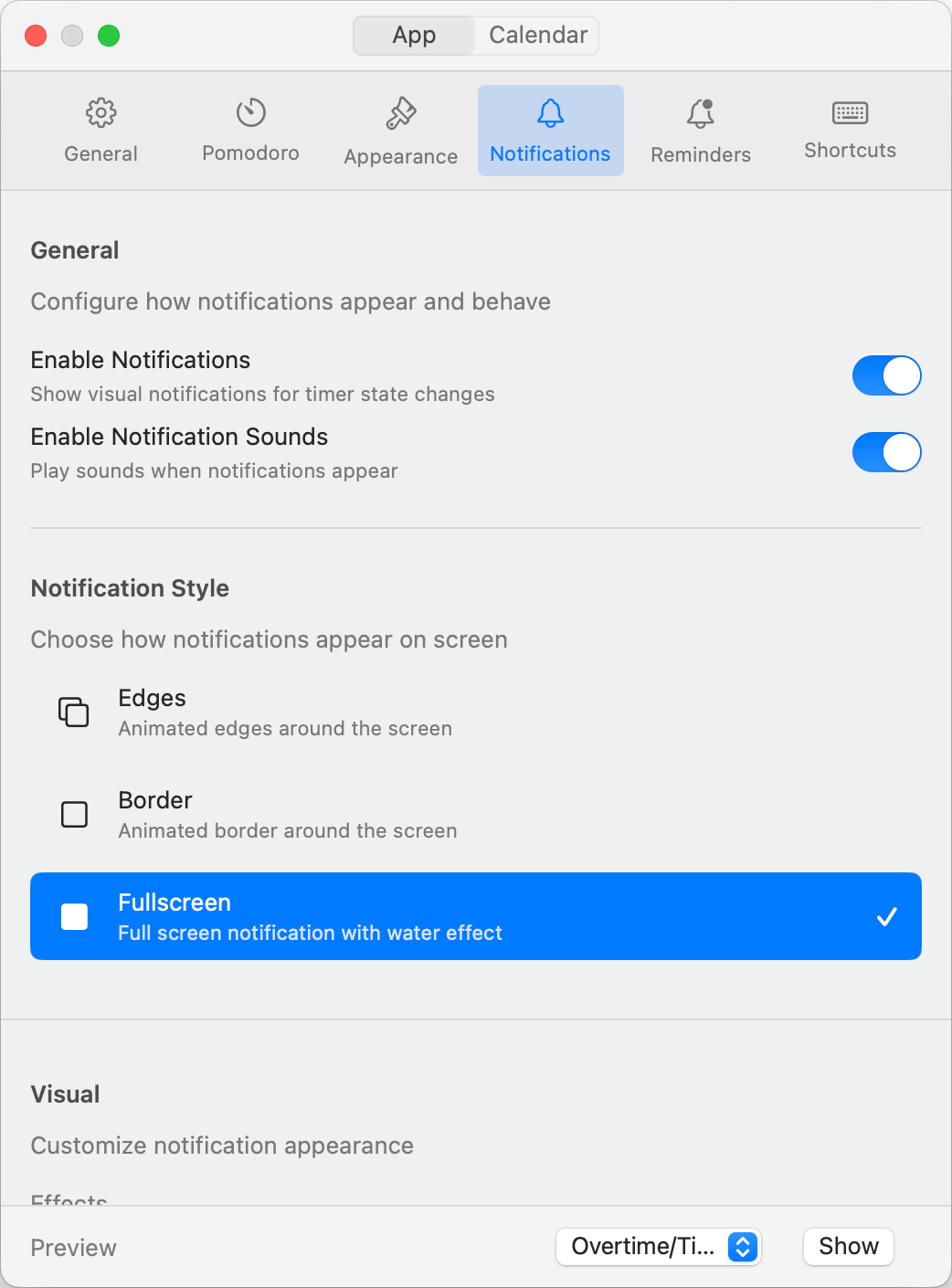 Application notification management interface in FocusMode