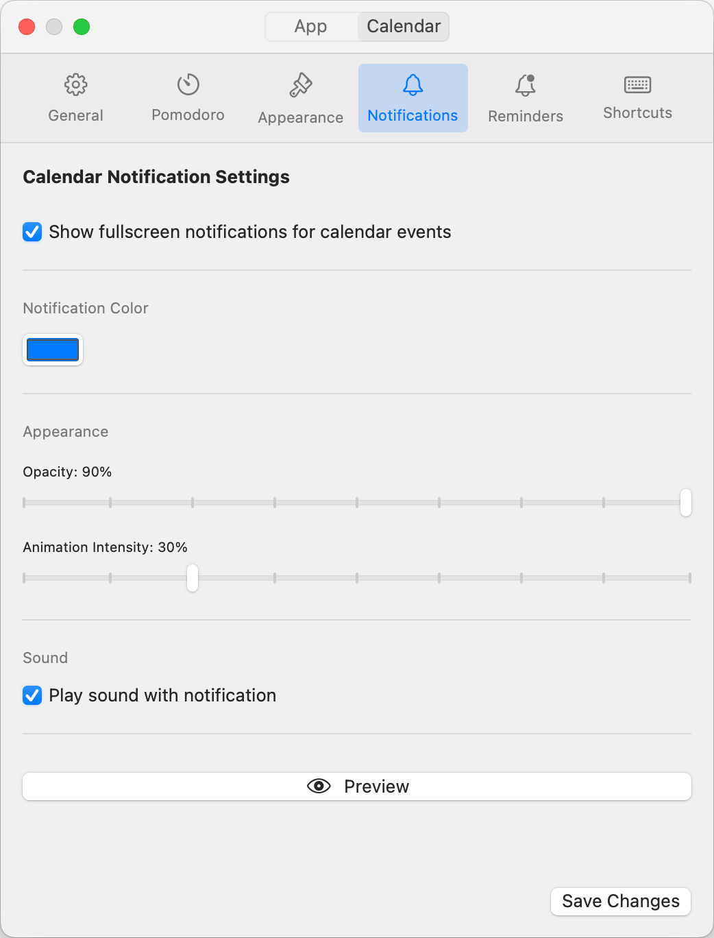 Calendar integration and notification settings in FocusMode