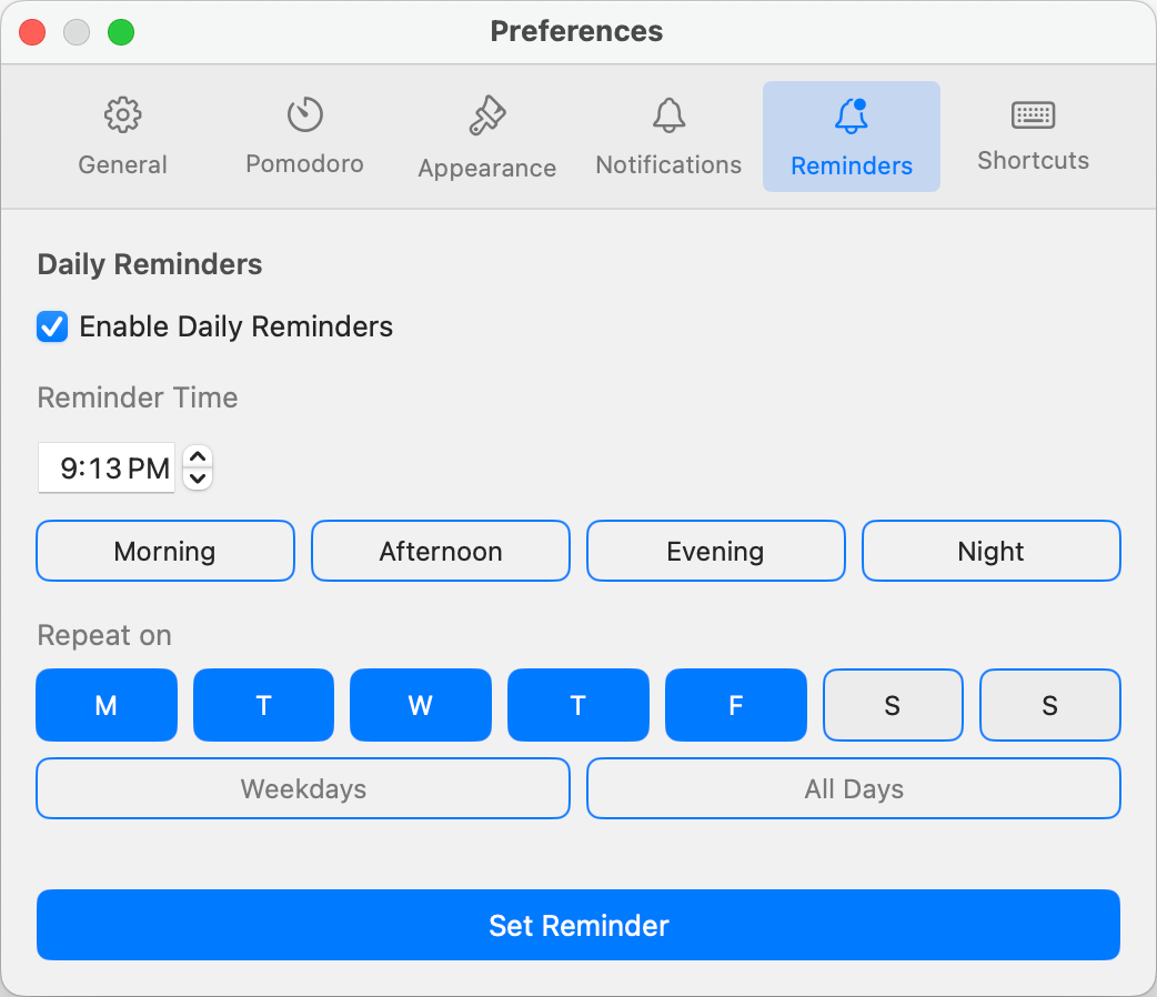 Set Custom Reminder Times
