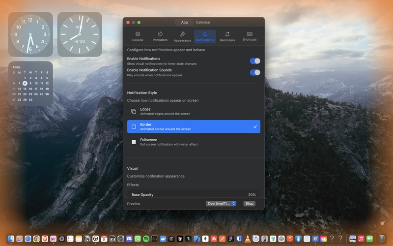 Choose from border, edges, or fullscreen