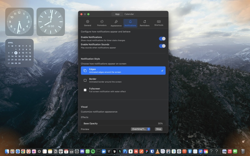 Choose from border, edges, or fullscreen